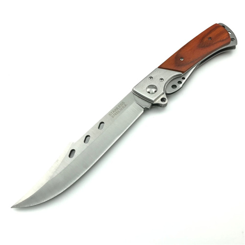 Large Stainless Steel Wooden Handle Pocket Knife