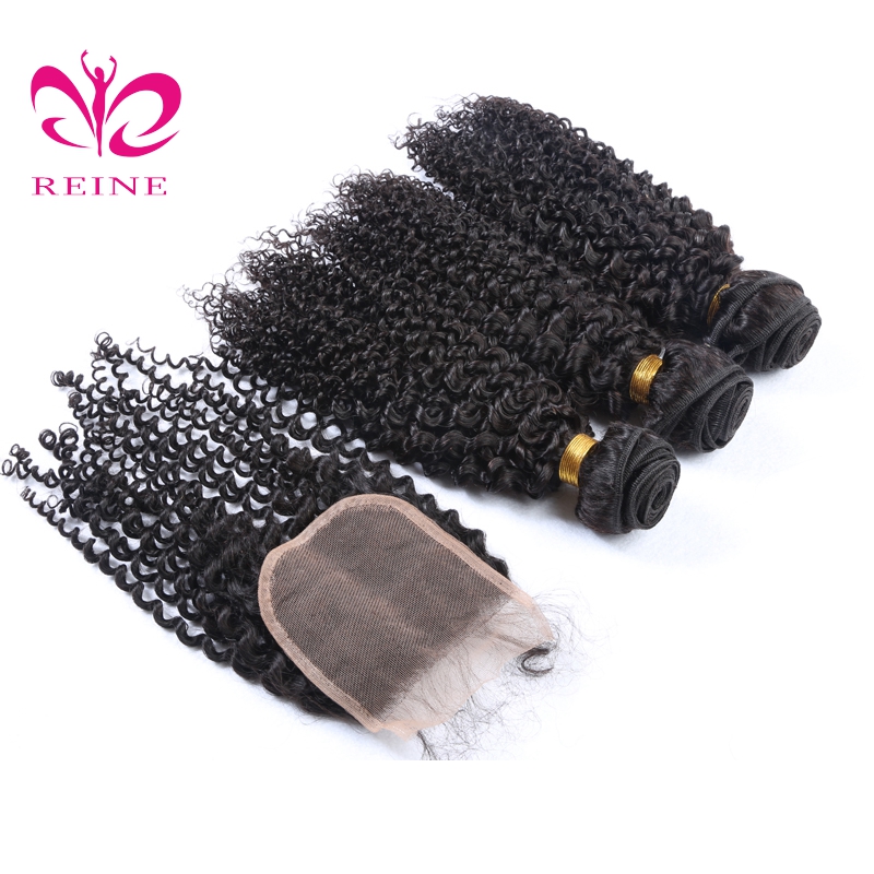 100% Unprocessed Wholesale Human Hair , Kinky Curl Virgin Brazilian Hair Extension With Brazilian Hair Closure