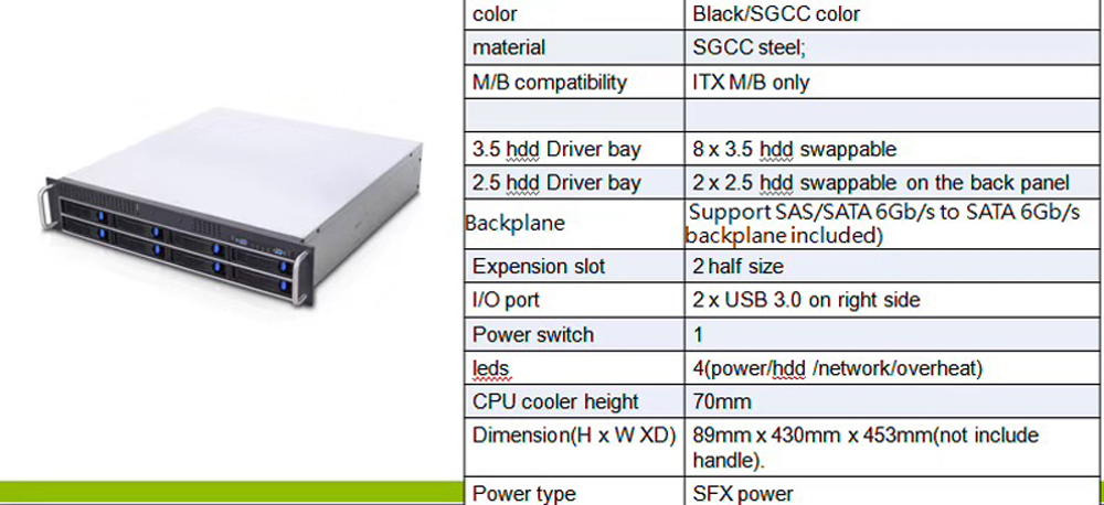 manufacturer custom industrial rack mount huge data storage cloud server 8 hotswap bays 2u rack pc box