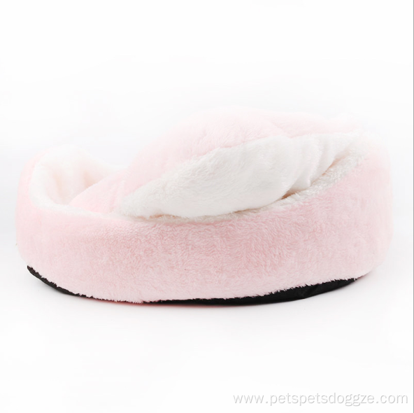 Detachable warm plush cat cave bed