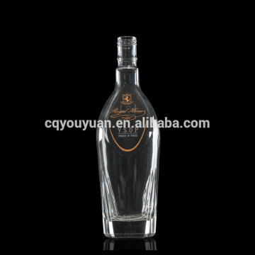 Luxury looking flint glass empty brandy bottle 700ml for sale
