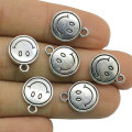 Wholesale 100Pcs Plated Smiling Face Charms Round Pendant Necklace DIY Craft Jewelry Embellishment Accessories