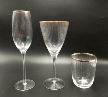 gold rim martini glass prosecco cup with ribbed