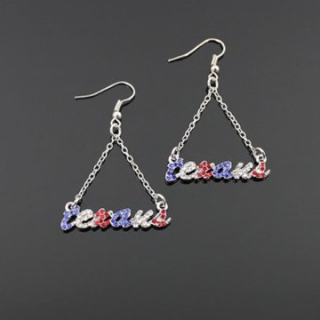 Lead & Cadmium Free "TEXANS" Rhinestone Fashion Dangle Earring