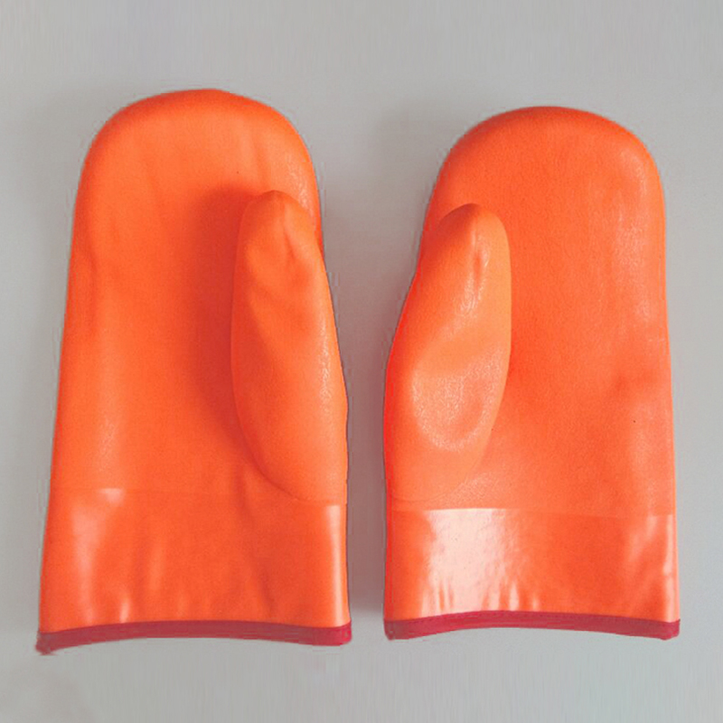 Laranja PVC luvas mitten espuma isolada forro