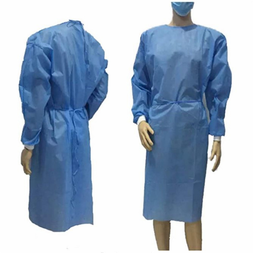 Robe d&#39;isolement jetable non tissée bleu chirurgical d&#39;hôpital