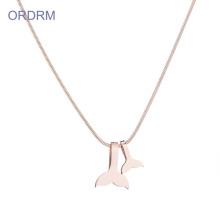 Custom Rose Gold Whale Tail Necklace For Her
