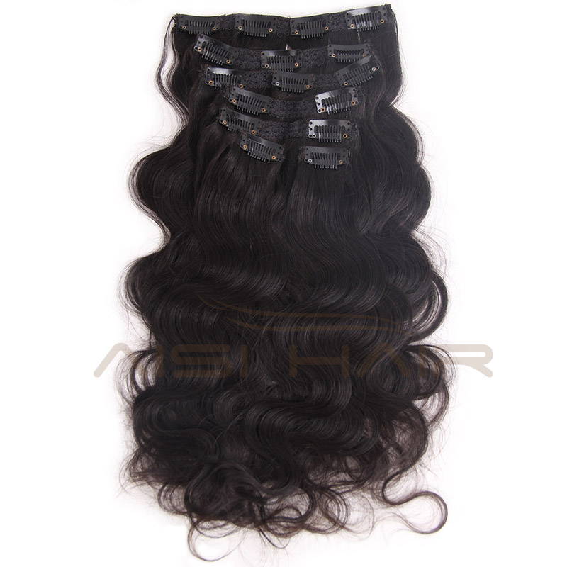 Aisi Hair Long Body Wave 16 Clips In Human Hair Extension ,  Brazilian Hair Pieces