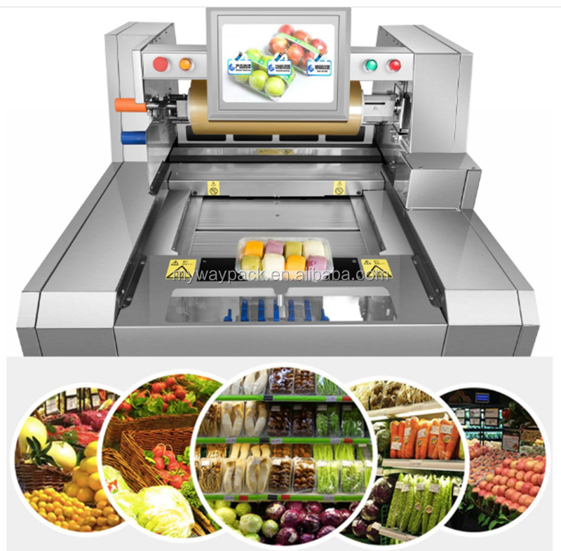 Tray Sealing Cling Film Map Packaging Machine/ automatic plastic stretch film food cling wrapping machine