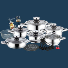 23Pcs Stainless Steel Soup Pot and Wok Pan Cookware Set - Non Stick