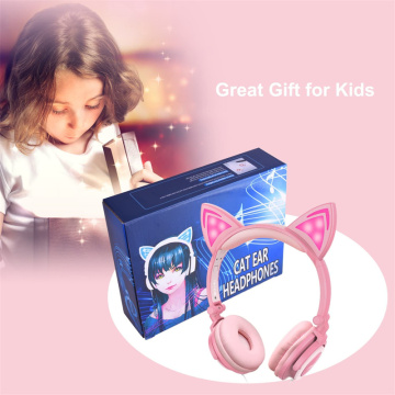 Écouteurs d&#39;oreilles de chat filaires Glowing Lights pour enfants