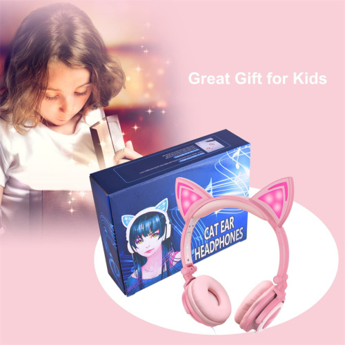 Glühende Lichter Kabelgebundener Katzenohr-Kopfhörer für Kinder