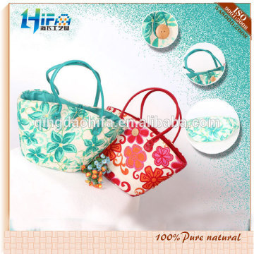 HIFA Printed Flowers Beach Bag Paper Straw Handbag