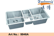 three bowl topmount stainless steel sink