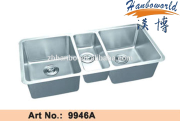 three bowl topmount stainless steel sink