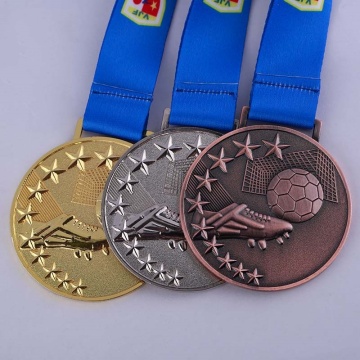 Medalha de futebol esportiva personalizada ouro prata bronze