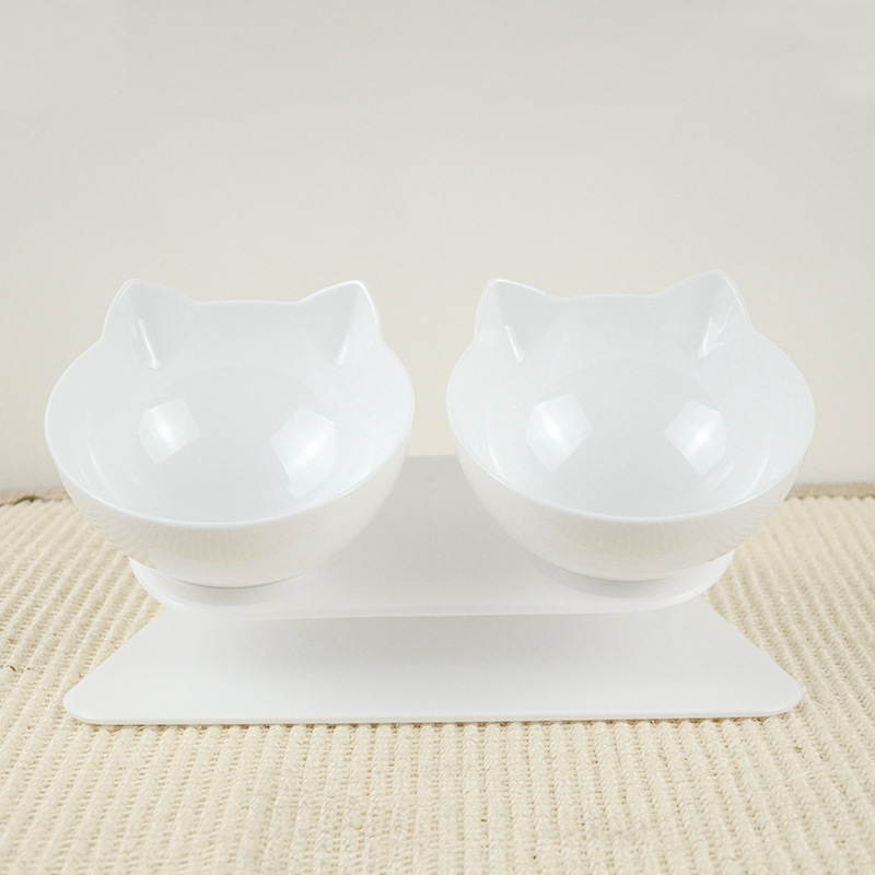 Cat Double Bowl Pet Feeder Non-slip Cat Transparent Bowls Pet Food Bowls For Cats And Small Dogs Pet Supplies