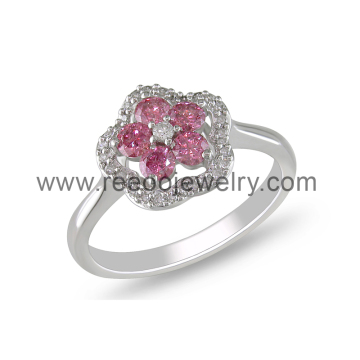 CZ Diamonds Finger Ring, Flower Design Ring