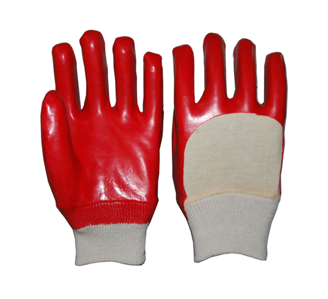 Roter einfach getauchter PVC-Handschuh