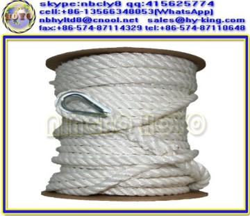 Polyester 3 stranded twisted rope , 24mm polyester multifilament rope , boat mooring rope