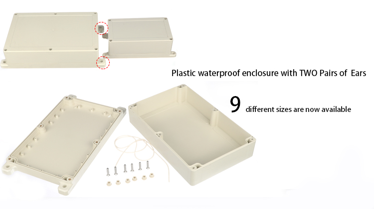 76 Sizes wall mount enclosure box waterproof storage IP67 abs plastic electrical junction box with ear electric flanged housing