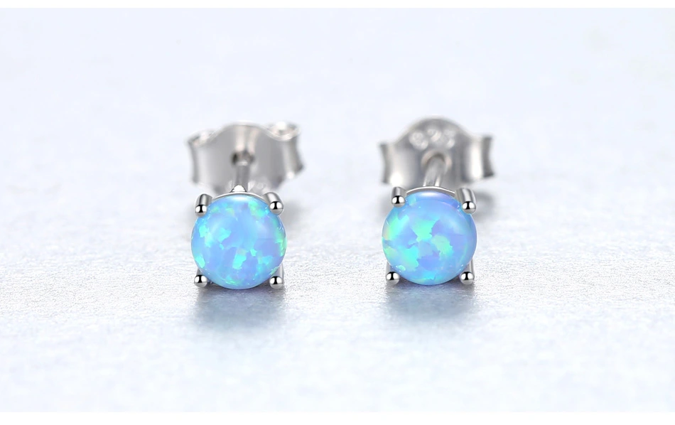 Cute Fashion 925 Sterling Silver Opal Stud Earrings