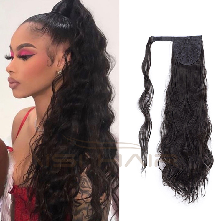 Aisi Hair Long Wavy Clip In Pony Tail Hair Extensions Wrap Around on High Temperature Fiber Synthetic Hair Pieces