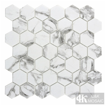 Hexagon Glass Mosaic Backsplash Tile