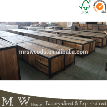 vintage industrial wood tv stand, french metal iron recycled wood tv stand, industrial wood tv stand