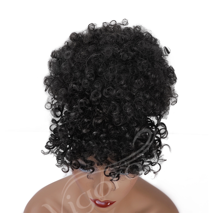 High Quality Headwrap Machine Made Dropshipping Black Short Afro Wholesale Cheap Spring Curly Wig With Headband Attached