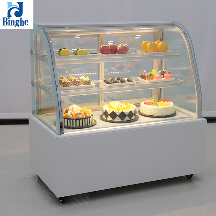 top quality commercial curved glass cover cake showcase refrigerated chocolate display case