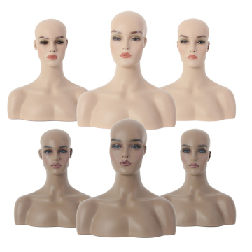 Realistic Fiberglass Wig Display Mannequin Head with Shoulders