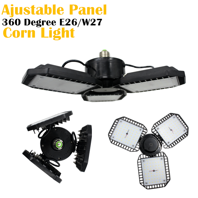 60W Deformable LED Garage Ceiling Lights 5000k with 3 Adjustable Panels,utility Led Garage Lighting LED Light Bulbs for barn