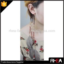 3 Pieces Brown Feather Drop Earring Boho Beaded Chain Cuff Earring