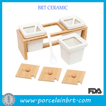 High quality ceramic square spice jar set