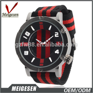 nylon canvas watch strap quartz stainless steel black watch