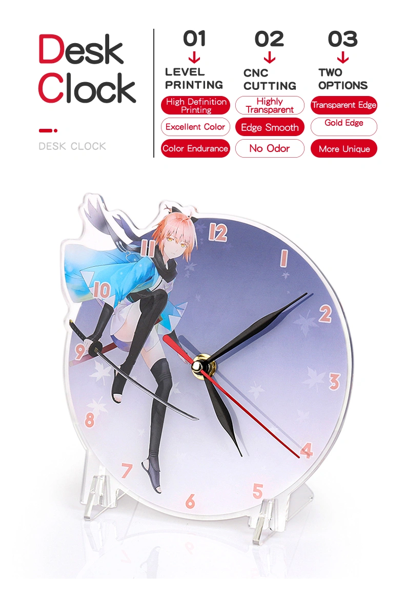 Decorative Wall Clock Anime Desk Crystal Metal Clock Acrylic Clock