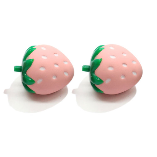 24mmBelle conception de perles en résine avec des perles de bijoux en forme de fraise à gros trous pour accessoires de cheveux faisant des breloques