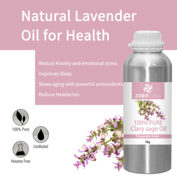 Fábrica al por mayor de la etiqueta privada aromaterapia a granel Pure Organic Clary Sage Essential Oil nuevo para cosmético