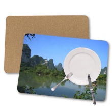 Wholesale Custom ODM OBM Cork Back Wooden MDF Table Mats with Landscape Printing