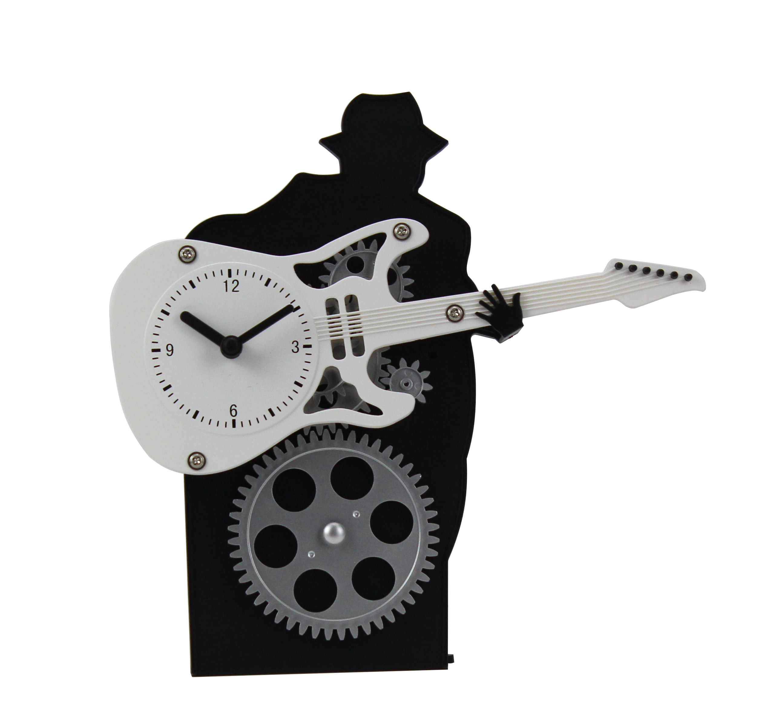 guitarist clock-white