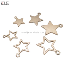 Gold Pentagram Pendant Necklace with Zinc Zipper Puller Charm