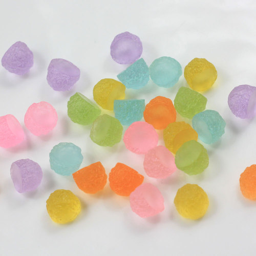 Χονδρική 12*12*10mm Χαριτωμένες χαλαρές στρογγυλές σφαίρες Candy στυλ ρητίνης Cabochons Χάντρες για Craft Baby Παιχνίδια Παιδιά
