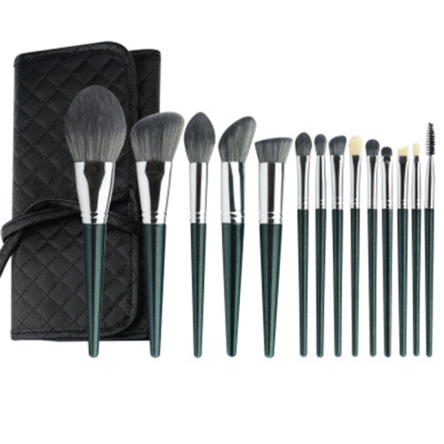 14pcs wholesale makeup brush set with leather bag