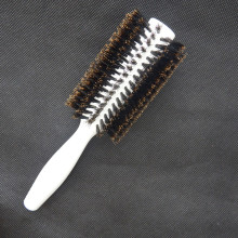 White boar bristle hair brush for hair styling