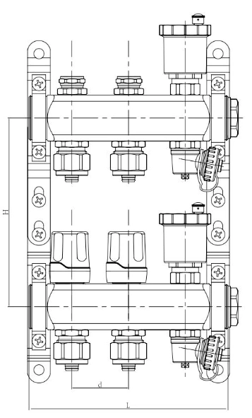 2-13loop Pex Stainless Steel Manifold for Radiant Heating System