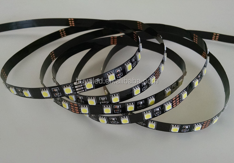 led light shenzhen led 5050 24v black PCB 300leds 5meter cold white flexible strip RGB