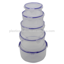 Plastic round 5pcs food container set ningbo
