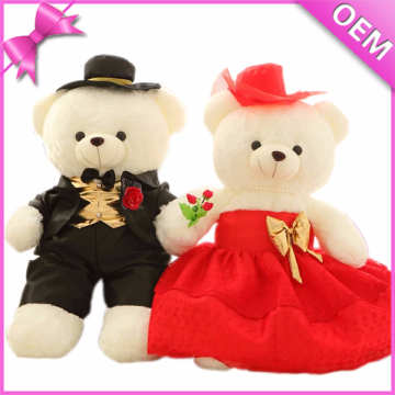 Festival Gift 25cm Standing Cute Plush Couple Bears, Plush Wedding Bears, Couple Stuffed Toys