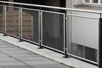 contemporary wire mesh stair railings